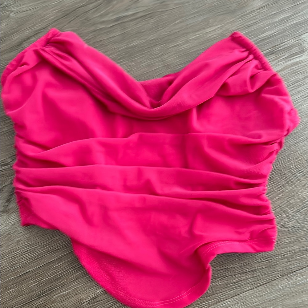 Hot Pink Ruched Two-Piece Set - Picture 5 of 7